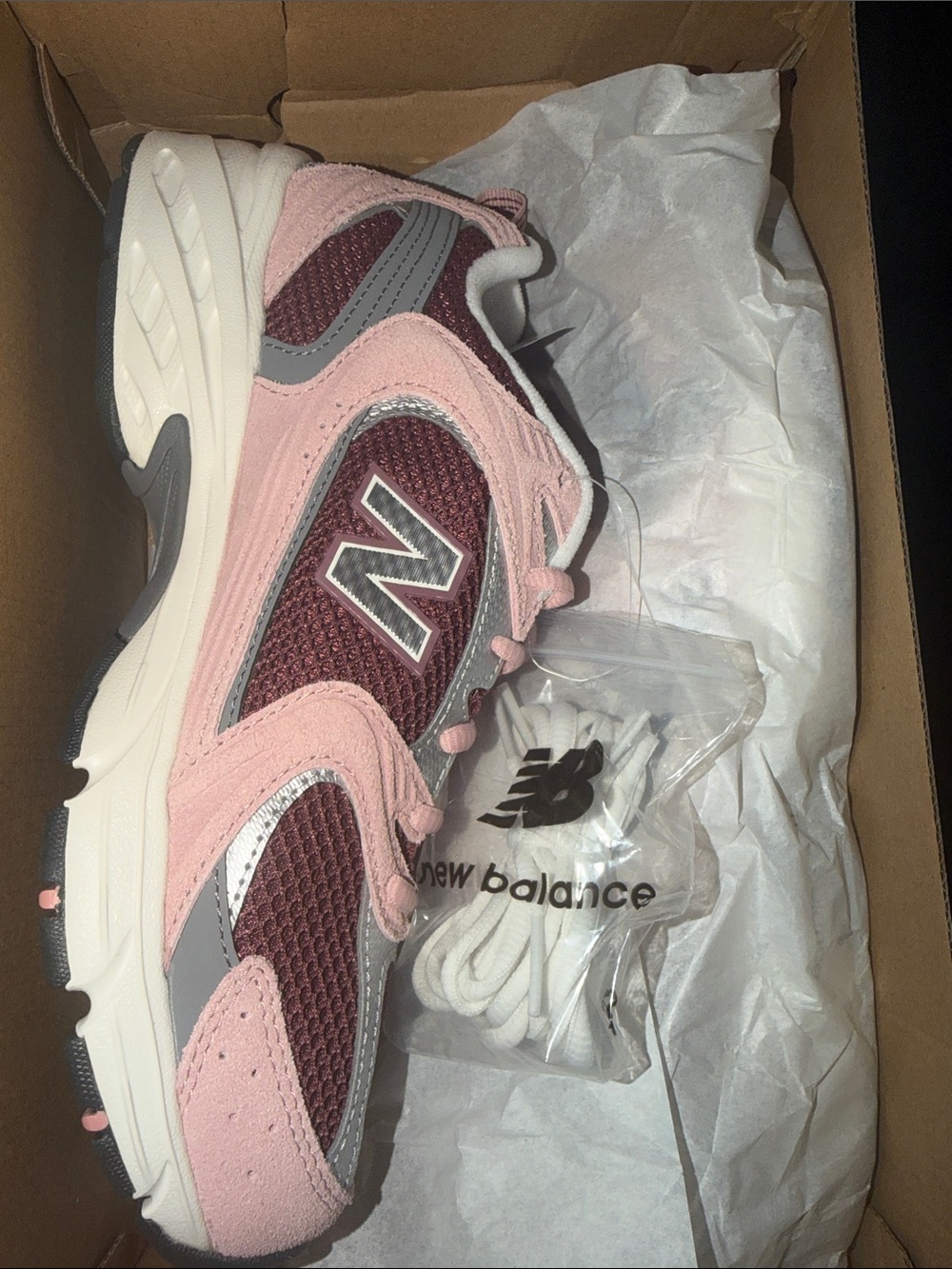 New Balance Kids Pink and Burgundy Mesh Sneakers